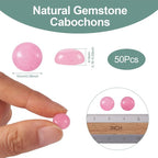 FASHEWELRY 50Pcs Natural White Jade Cabochons Flat Back Gemstone Cabochons Half - Image 2