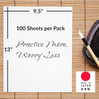 JapanBargain, Calligraphy Rice Paper 100 Sheets, Japanese Chinese Brush - Image 2