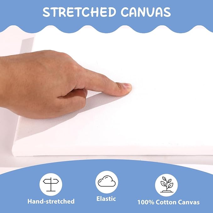 ESRICH Canvas for Painting 8x10, 16 Pack Stretched Canvas, Primed Acid-Free - Image 4