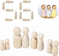 56 PCS Unfinished Natural Wooden Peg Dolls, Little Wooden peg People by QDXATIVP