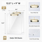 2 Pack Clear Acrylic Clipboard, 12.5 x 9 in | 2mm hard acrylic, not PP/PS; - Image 3