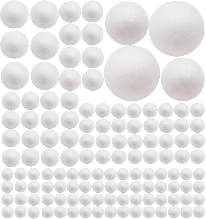 129 Pack Craft Foam Balls, 7 Sizes Including 1-4 Inches, Foam Balls by FFchuanhe