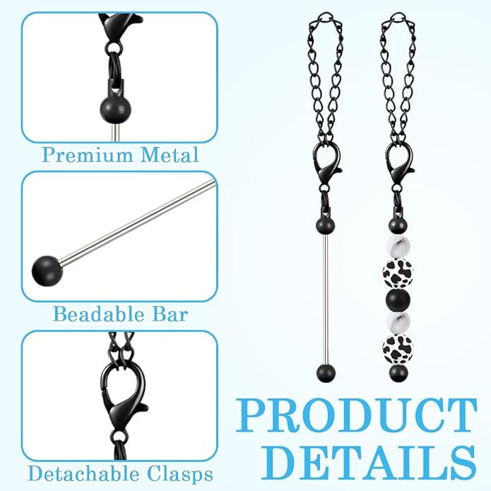 16PCS Beadable Keychain Bar Bulk, Metal Blank Beaded Keychain Bar - Image 4