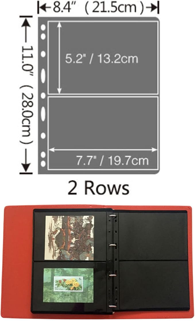 MUDOR 20 Sheets Stamp Pages for Collection Album Binder Book, 2 Pocket | Holds - Image 3