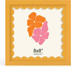 8x8 Picture Frame with Wavy Mat, Wooden Real Glass 8 x 8 Photo Frame by THKRLOF
