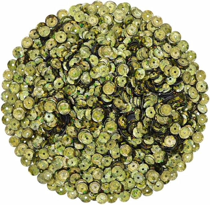 Mandala Crafts 6mm Cup Holographic Olive Green Sewing Embroidery Sequins | - Image 2