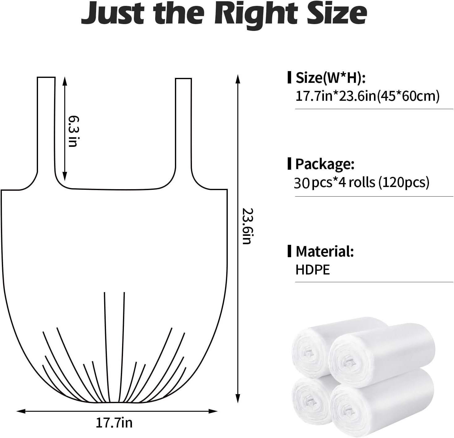 2-4 Gallon Portable Trash Bags,120 Counts Thicken portable Small Garbage Bags for Office, Kitchen,Bedroom Trash Can,Strong Trash Bags（White）