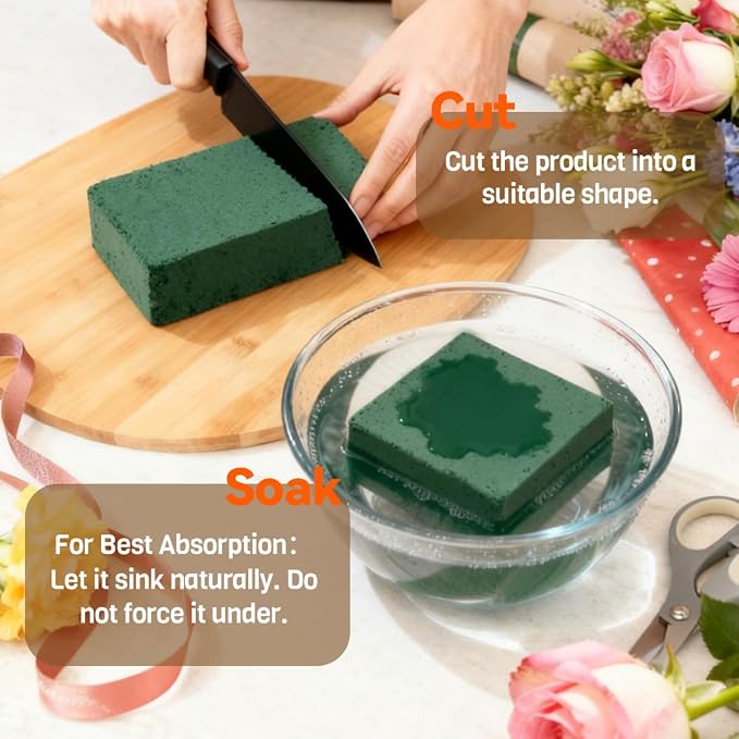 Pack of 12 Floral Foam Blocks, 8.9"x4.1"x2.7" Dry and Wet Flower Foam - Image 6