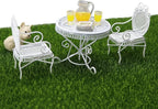 Dollhouse Miniature Bistro Table & Chairs Set Accessories Metal 1:12 Scale - Image 2