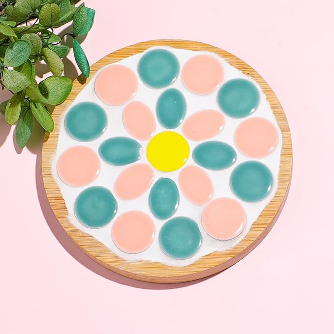 200g Ceramic Mosaic Tiles Pieces, Heart Star Oval Round Flower Shape Mosaics - Image 3