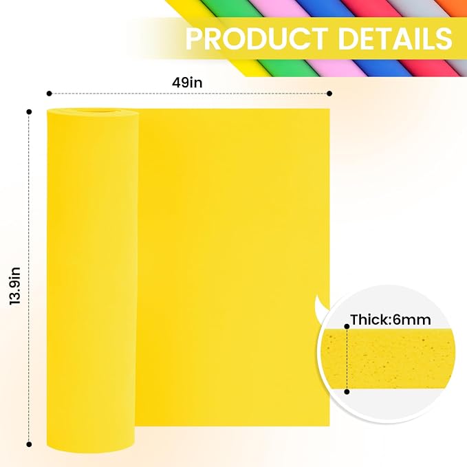 Do²ping Yellow Eva Foam Sheets roll, 6mm eva Craft Foam 49''x13.9'' High - Image 2