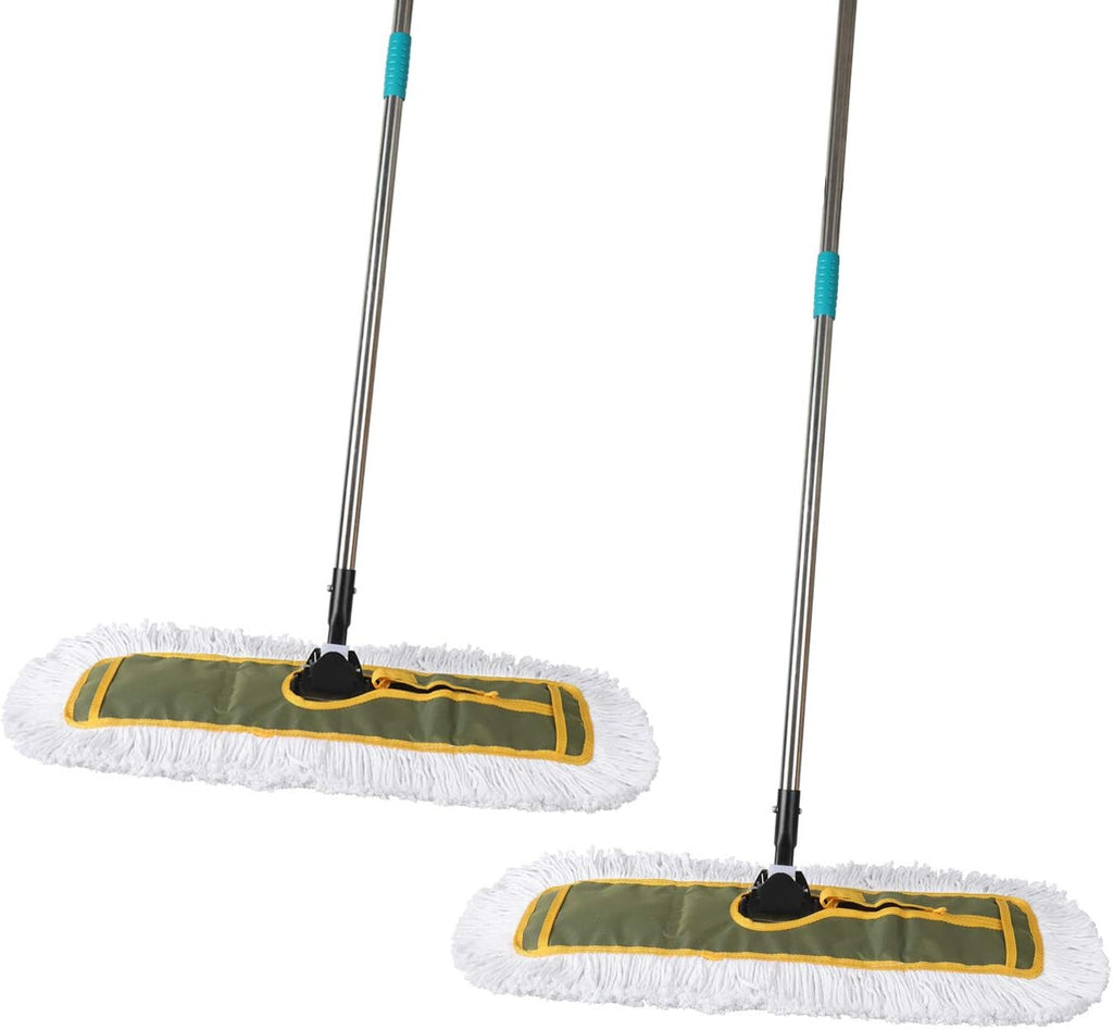 OFO 24inch Industrial Commercial Dust Mop 2 Sets // Heavy Duty Dust Mop // 63inch Length Stainless Steel Handle //Easily Clean Large Area Factory,Shopping Mall,Garage