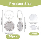 DICOSMETIC 20 Sets 20mm Cabochon Keychain Blanks Keychain Pendant Tray Platinum - Image 2