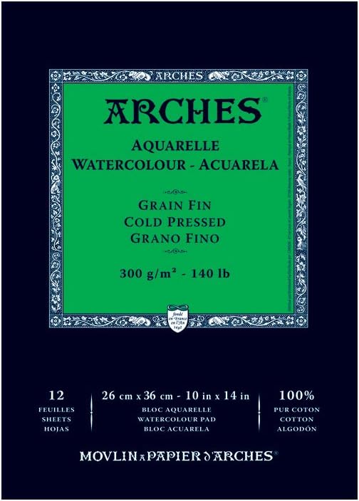 Arches Watercolor Pad 9 x 12 inches Natural White 100% Cotton Paper by ARCHES