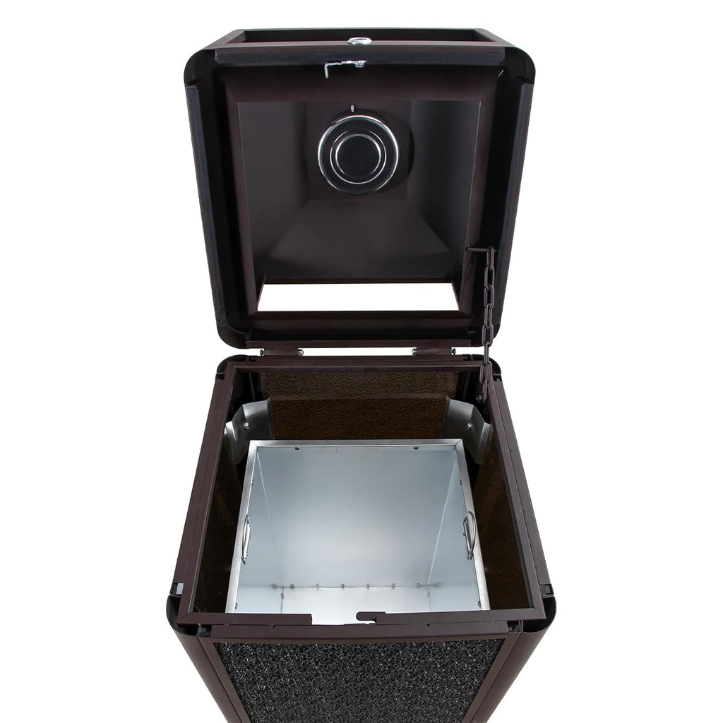 Square Waste Container with Dome Lid | Commercial Outdoor Garbage and Trash Container,Coffee 15 Gallon