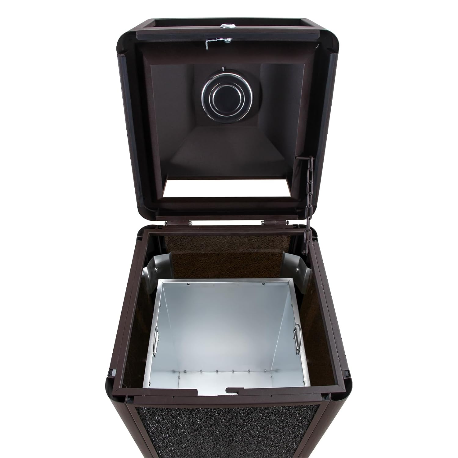 Square Waste Container with Dome Lid | Commercial Outdoor Garbage and Trash Container,Coffee 15 Gallon