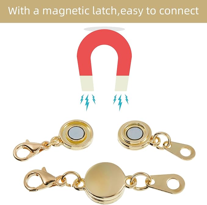 Hicarer 12 Pieces Magnetic Necklace Clasp Locking Magnetic Jewelry Clasp Round - Image 3