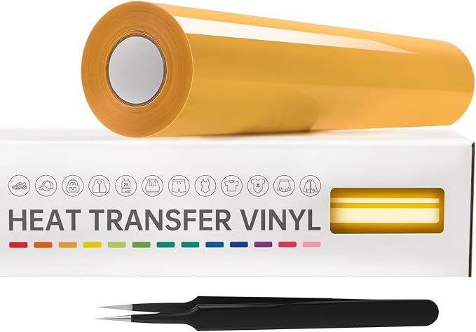 VinylRus Heat Transfer Vinyl-12” x 20ft Yellow Iron on Vinyl Roll by VinylRus