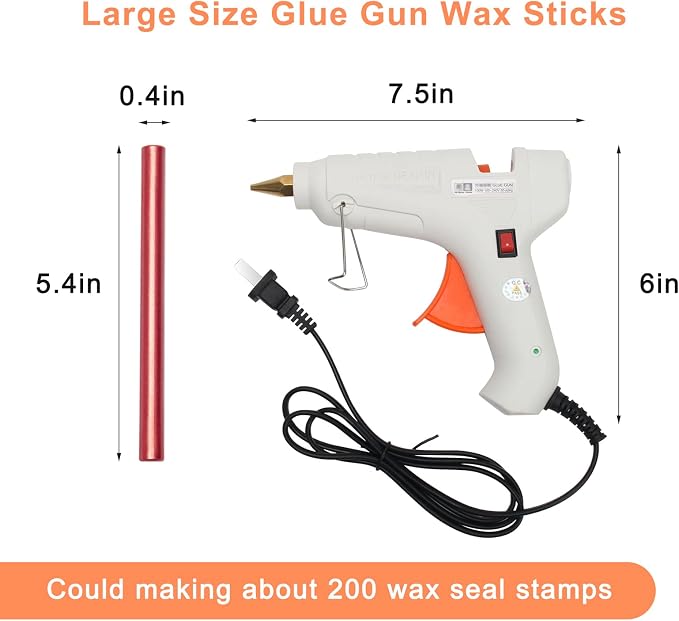 Sealing Wax Sticks 12P with Glue Gun, Luxiv 5.4" Sealing Waxs Stick 10MM Fire - Image 2