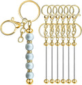 6Pcs Beadable Keychain Bars Blanks Bead Keychain Bar Metal Beaded Keychains by Sugiury