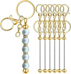 6Pcs Beadable Keychain Bars Blanks Bead Keychain Bar Metal Beaded Keychains by Sugiury