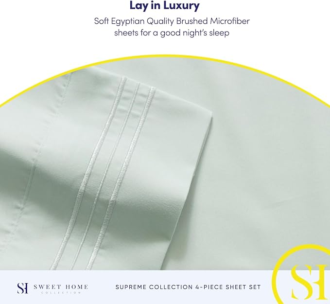 1800 Thread Count Sheet Set – Soft Egyptian Quality Brushed Microfiber Sheets – - Image 6