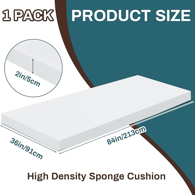 Frienda 1 Pack 84" x 36" x 2" Upholstery High Density Craft Sheets Cushion Foam - Image 2