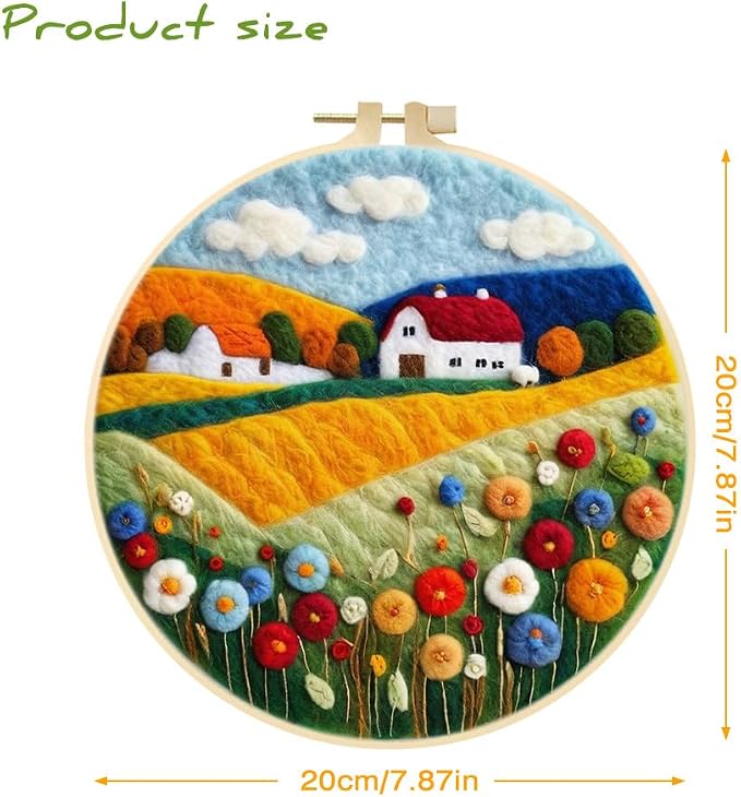 Eforcase Wool Felt Painting Needle Felting Kit, Flowers Landscape Tree Mountain - Image 2