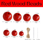 200Pcs Red Large Wooden Beads - 16mm - Image 2
