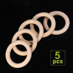 FoDau770 5pcs Natural Beech Wooden Rings, Unfinished Solid Wood Rings Heavy - Image 3