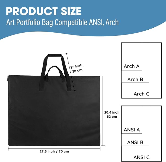 ZKOO 20 x 26 Inch Art Portfolio Bag, Big Art Portfolio Case Light Weight - Image 2