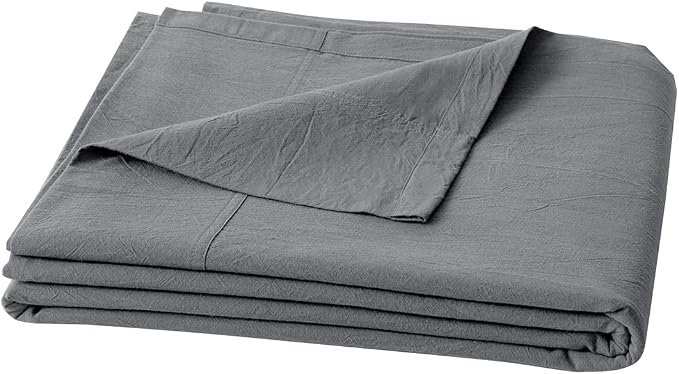 BESTOUCH Flat Sheet Only 100% Washed Cotton Linen Feel Wrinkle-Free, by BESTOUCH