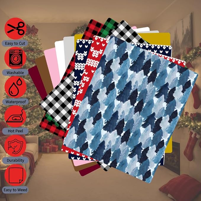 QuuCut Heat Transfer Vinyl Bundle: 12 Pack 12" x 10" Sheets, Pattern HTV - Image 4