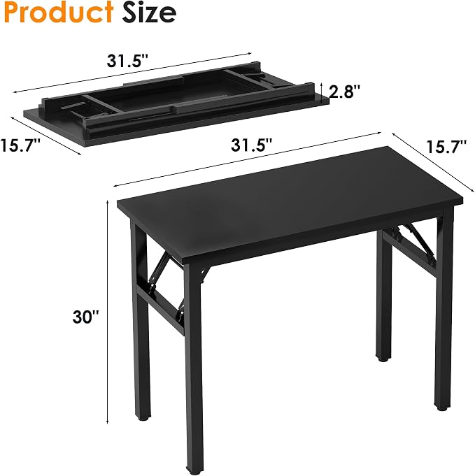 Need Small Folding Computer Desk, 31.5 Inch Writing Table, Sturdy Foldable Desk - Image 3