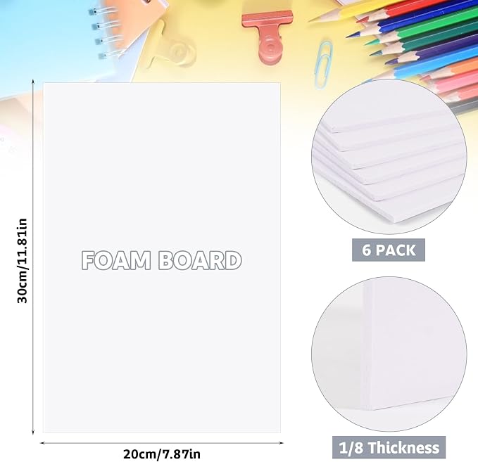 DIYASY 6 Sheets 3mm White Foam Boards, 11.8 x 7.8inch Rectangle Foam PVC Sheet - Image 2