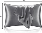BEDELITE Satin Pillowcase with Zipper, Dark Grey Pillow Cases Queen Size Set of - Image 7