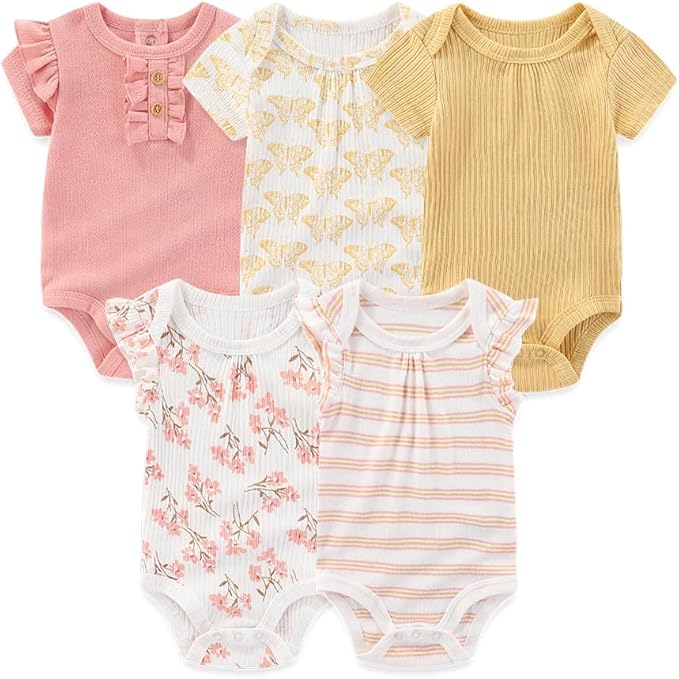 Kiddiezoom Newborn Baby Layette Set 10-Piece with Bodysuits and Pants Set for Unisex Baby Gift Sets