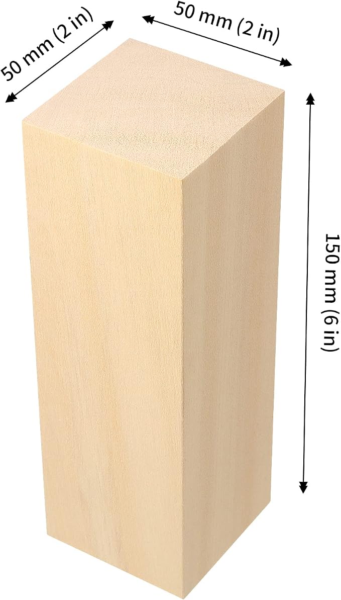 JAPCHET 12 Pieces 6 x 2 x 2 Inch Basswood Carving Blocks, Natural Unfinished - Image 2