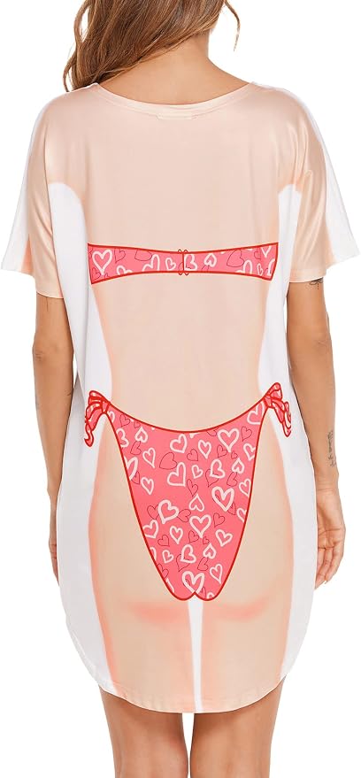 Ekouaer Women's Bikini Shirt Cover Up Short Sleeve Cute Bikini Print Cover-Up - Image 2