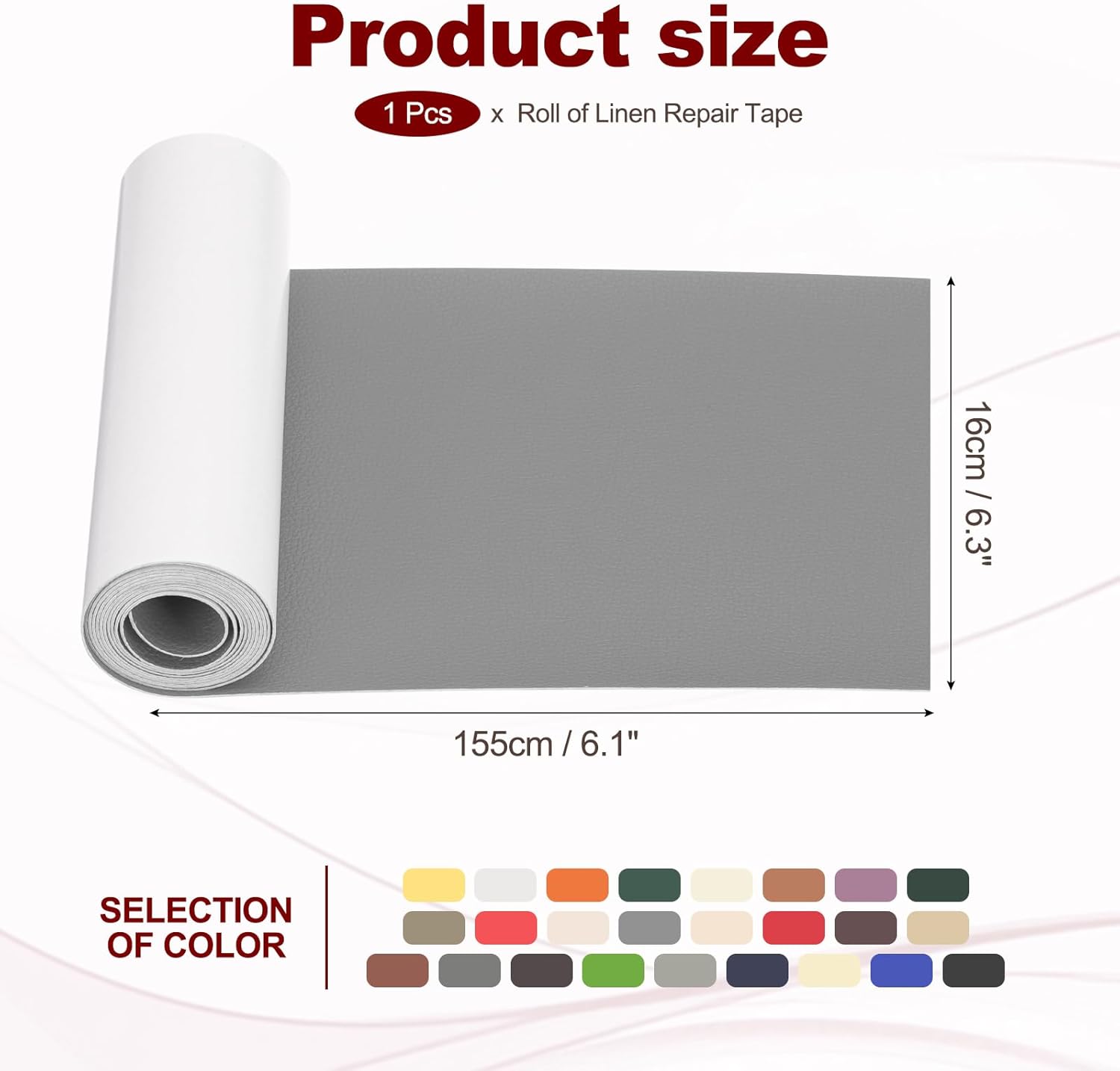 PATIKIL Leather Patches Tape for Furniture, 6.3 x 61 Inch Self Adhesive Vinyl Leather Repair Kit Cover Sheet for Couch, Sofa, Car Seats, Office Chair, Light Gray