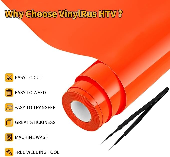 VinylRus Heat Transfer Vinyl-12” x 25FT Iron on Vinyl Roll - Image 3