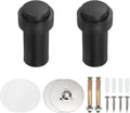 PATIKIL 2Set Round Door Stoppers, 80mm Stainless Steel Door Stop Doorstop Wedge Metal Cylinder Self Adhesive with Screw for Bottom of Door Floor Inside, Black