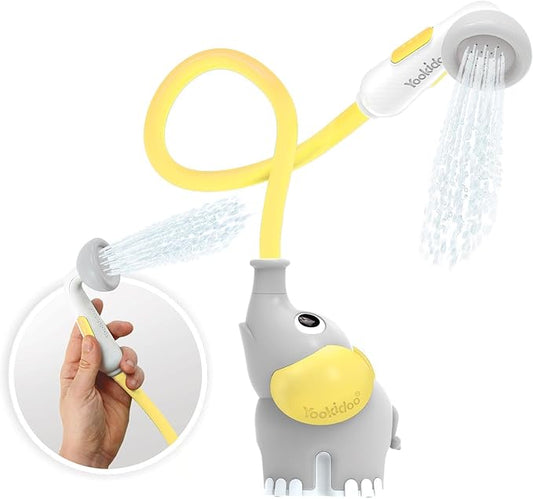 Yookidoo Baby Bath Shower Head - Elephant Water Pump and Trunk Spout - for Newborn Babies in Tub Or Sink (Yellow)