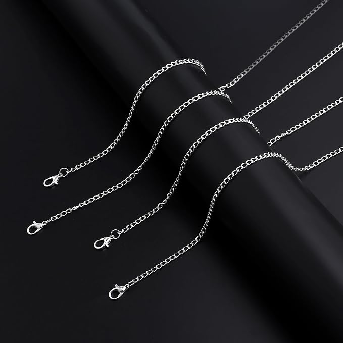 Lemonkey 33 Feet Metal Silver Necklace Chains Curb Links Chains Bulk - Image 4