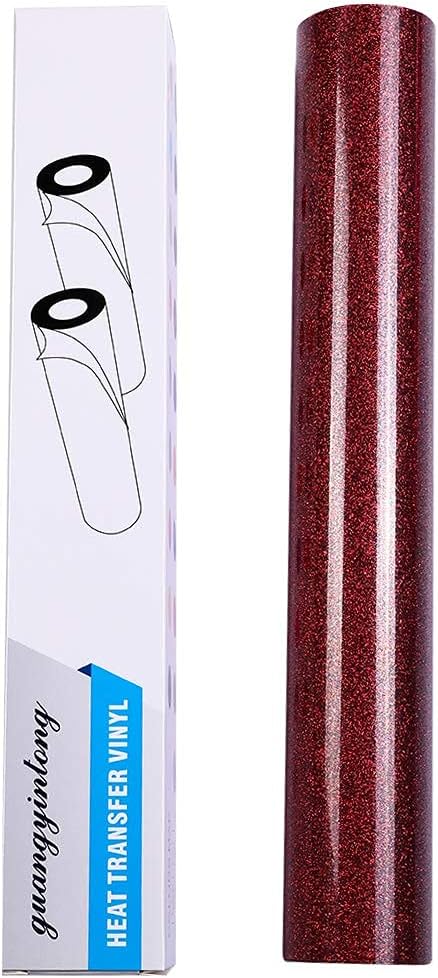 guangyintong Glitter Heat Transfer Vinyl HTV Rolls, Glitter Red HTV Vinyl - Image 7