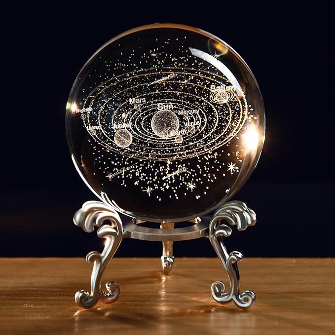 3D Solar System Crystal Ball Glass Universe Gifts | 60mm Glass Astronomy Globe by ZRENJHUS