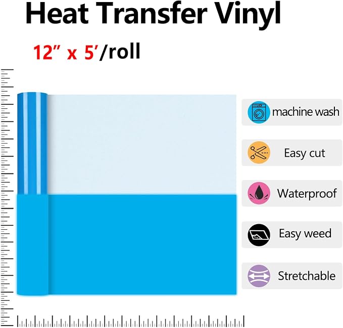 HTVVETUR Glow in The Dark HTV Heat Transfer Vinyl Roll 12 Inch by 5 Feet Iron - Image 3
