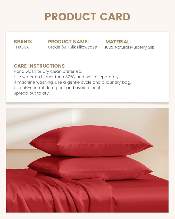 THXSILK Set of 2 100% Pure Mulberry Silk Pillowcase - Image 8