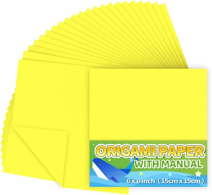 Praisebank Yellow Origami Paper, Double Sided Color, Origami Paper Kit by Praisebank