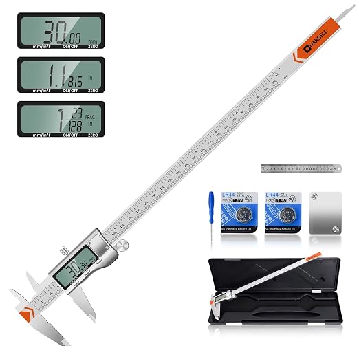 HARDELL 12" Digital Caliper, All-Metal Electronic Micrometer by HARDELL